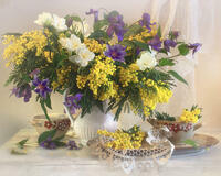 Без бренда «Натюрморт из мимоз и колокольчиков (20шт)» в Архангельске 