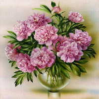 Без бренда «Пионы в круглой прозрачной вазе (20шт)» в Архангельске 