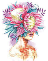 Без бренда «Портрет девушка с оригинальными цветами на голове» в Архангельске 