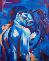 Поцелуй и синем свете