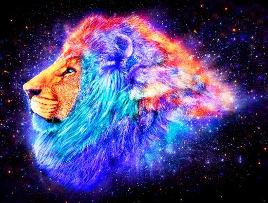 Картина по номерам 40x50 Огненный лев в космосе