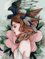 Без бренда «Девушка с большим цветком и птицы» в Архангельске 