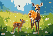 Мама и её малыш оленёнок