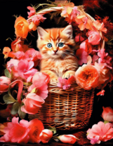 Без бренда «Рыжий котенок в корзине с цветами» в Архангельске 