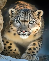 Леопард на зимней охоте