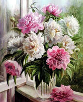Без бренда «Пионы в прозрачной вазе у окна» в Архангельске 